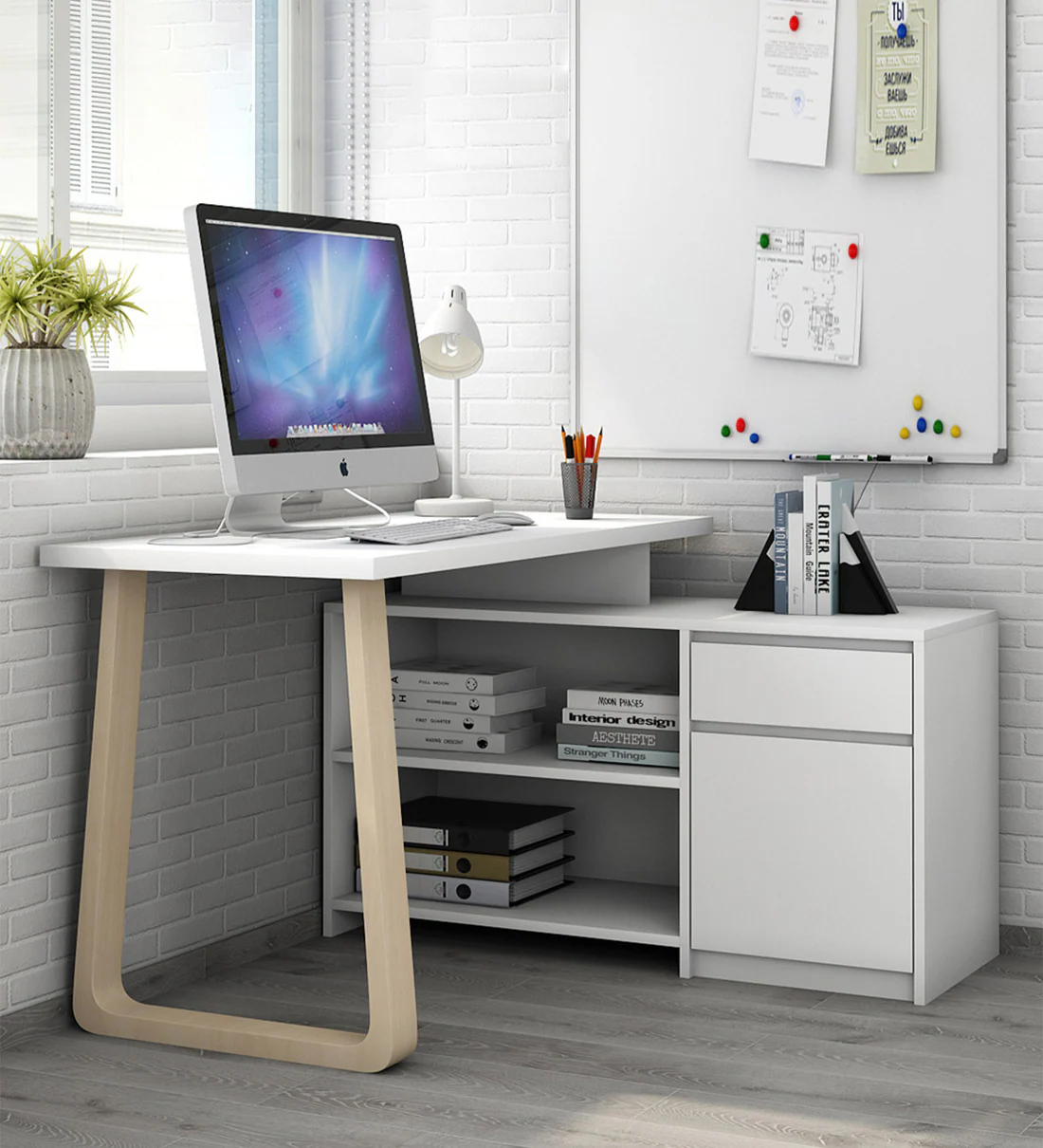 Pure Juda Writing Table in Matte Frosty White Finish