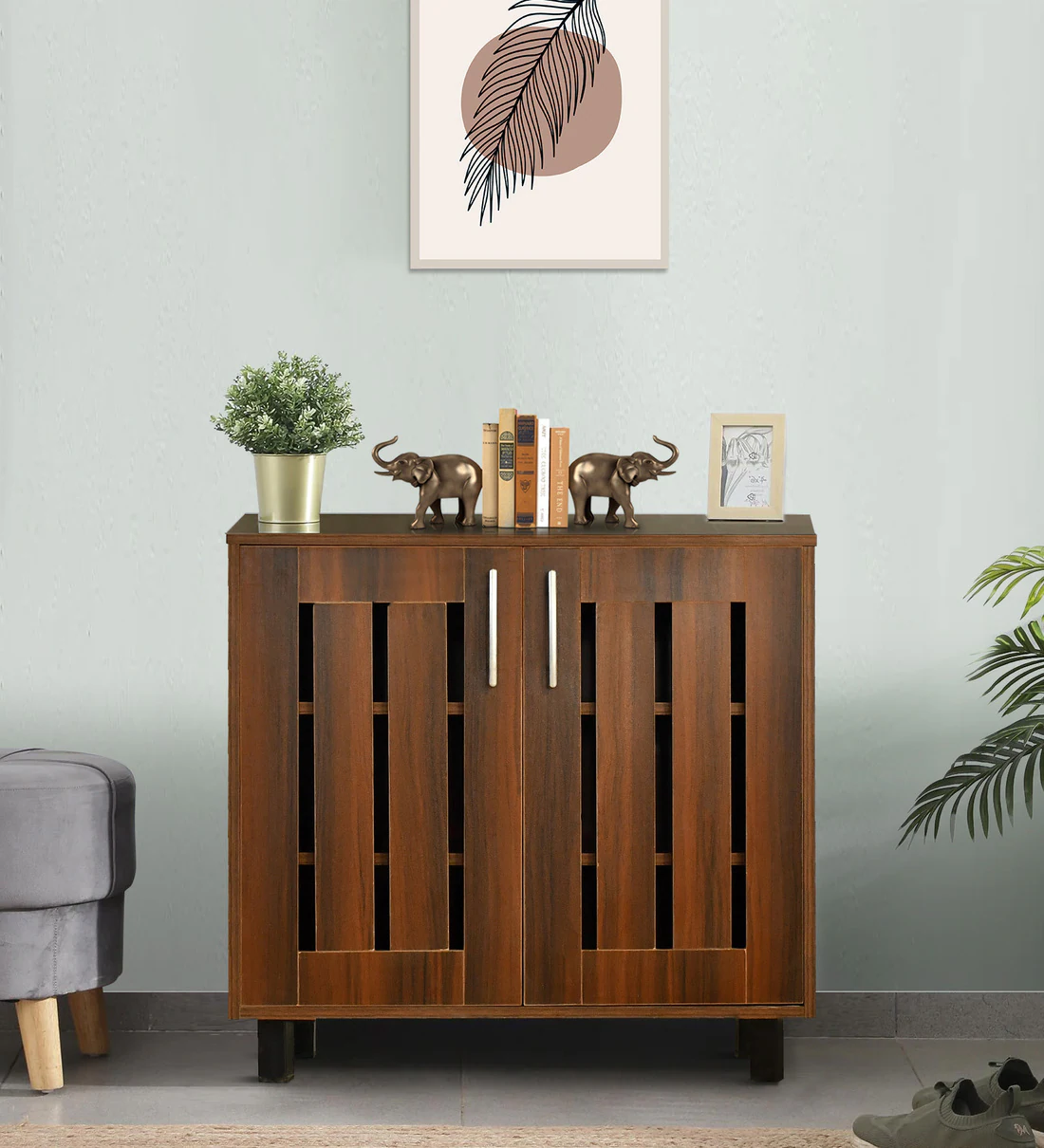 Tahara 2 Door Shoe Cabinet in Virola Wood Finish